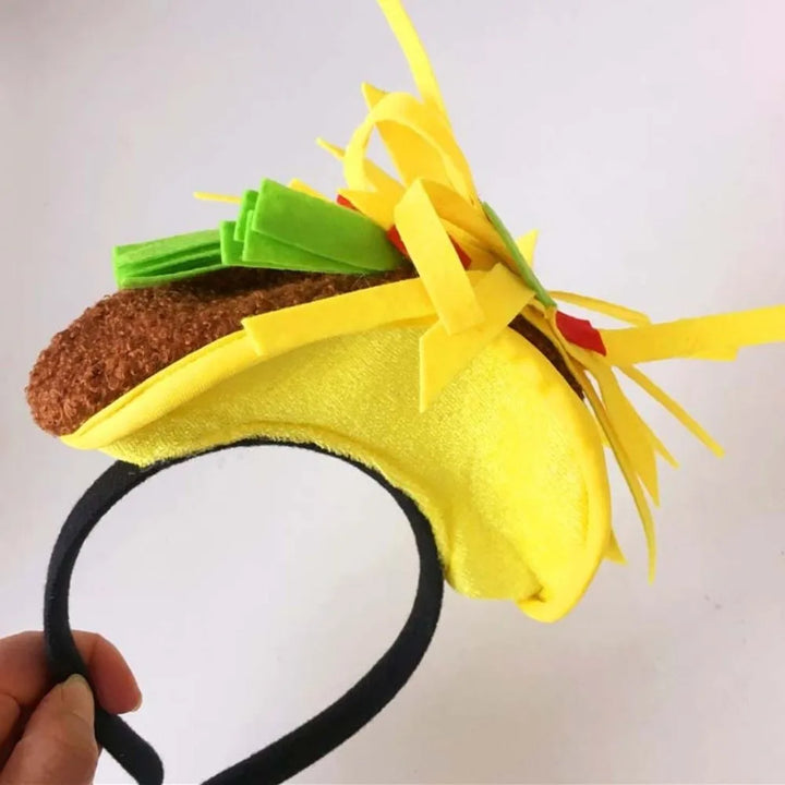 New Year Halloween French Fries Hat Cloth Personalized Taco Hair Hoop Yellow Head Accessories Creative Pizza Hat Headwear