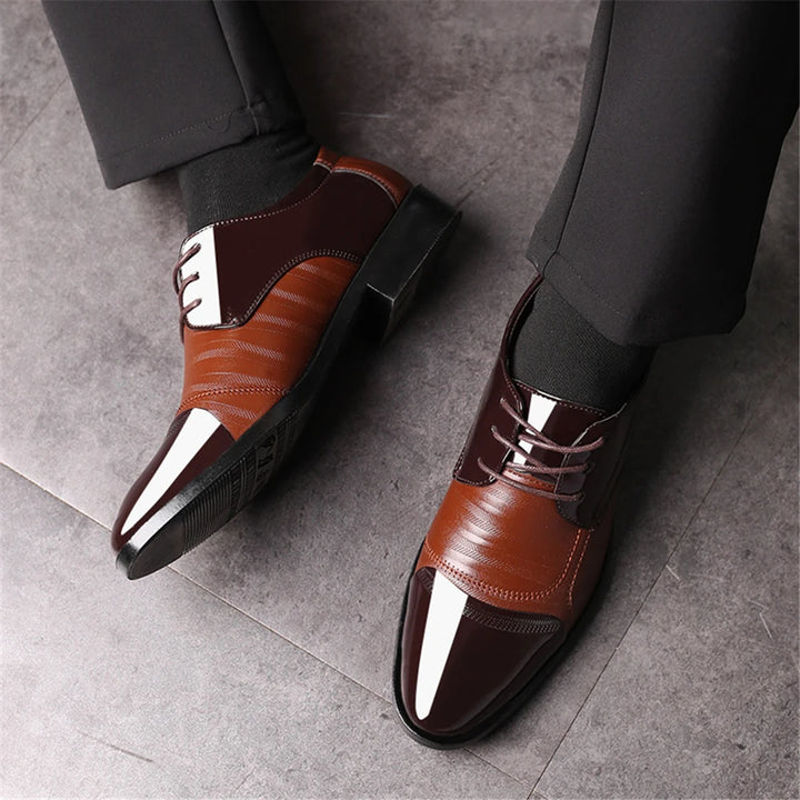 New Leather Shoes Men Lace Up Formal Dress Shoes Luxury Business Oxford Male Office Wedding Dress Shoes Footwear