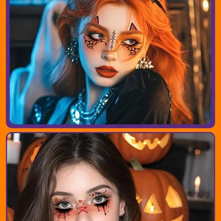 Halloween Makeup Face Stickers Cute Makeup Tattoo Stickers Waterproof and Sweat-Proof Tattoo Stickers
