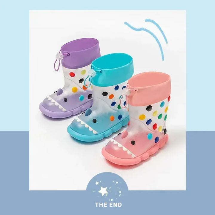 Anti-Slippery Rain Boots Kids Fashion Casual Waterproof Boys Girls Print Cartoon Children PVC Soft Soles Shoes 2025 Summer