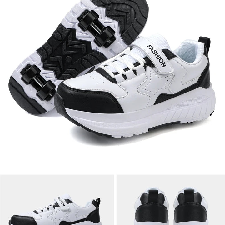 Kids Roller Skate Shoes Fashion Casual Sports Children 4-Wheels Sneakers for Boys and Girls Gift Nice Footwear