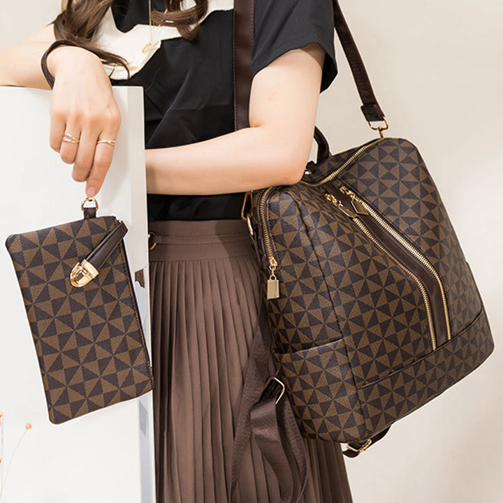 2pcs Backpack And Handbag Set, For Women, Waterproof Double Shoulder Crossbody Bag, Women's Travel Send Co