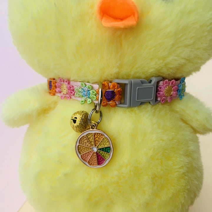 Pet Collar With Bell Cartoon Footprint Colorful Dog Puppy Kitten Collar Adjustable Safety Bell Ring Necklace Pet Accessories 1Pc