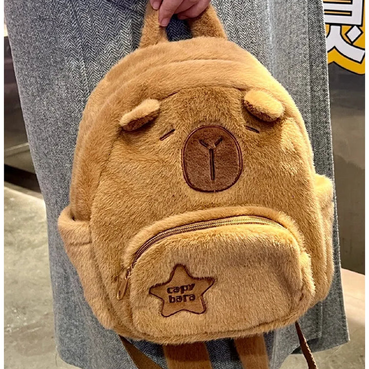 Capybara Plush Backpack Kawaii Fashion Plushie Doll Fur Bag Children's Bag Shoulder Bag Mini Knapsack Bags Gifts For Girlfriend