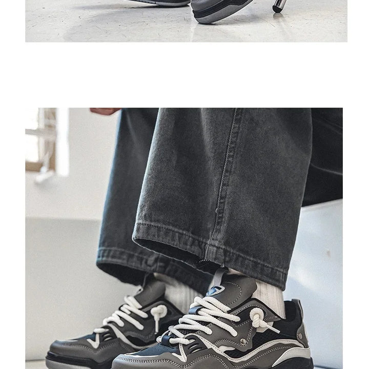Men's Vulcanized Shoes Trendy Personalized Teenagers Casual Shoes Round Toe Lace-Up Plus Size Platform Shoes Men Shose For Sale