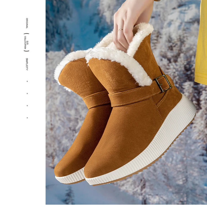 New Fashionable Bow Round Toe Elegant Snow Boots Winter Flat Wear-resistant Soft Students Plus Velvet Warm Women's Shoes