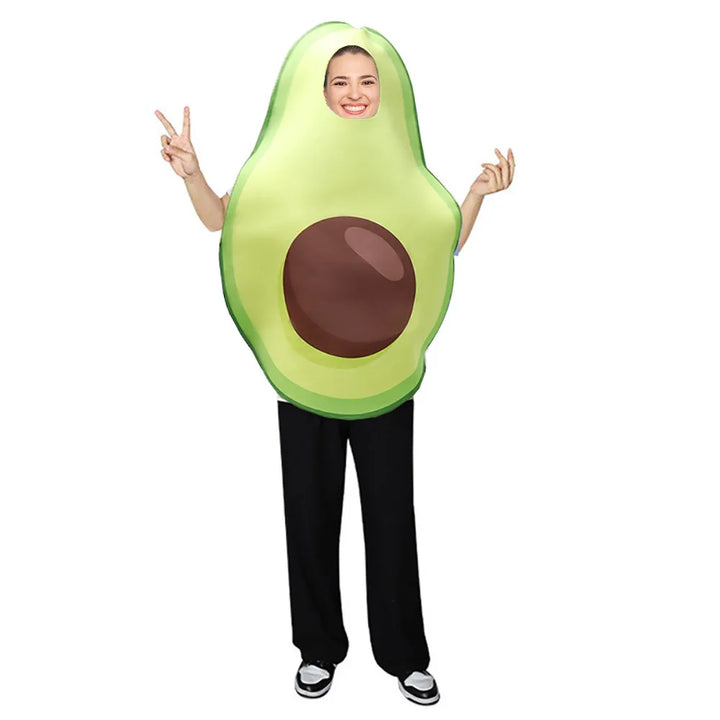 Funny Avocado Avocado Costume Halloween Adult Men's Role Play Green Fruit Costume Suit Women's Carnival Party Stage Play Dress