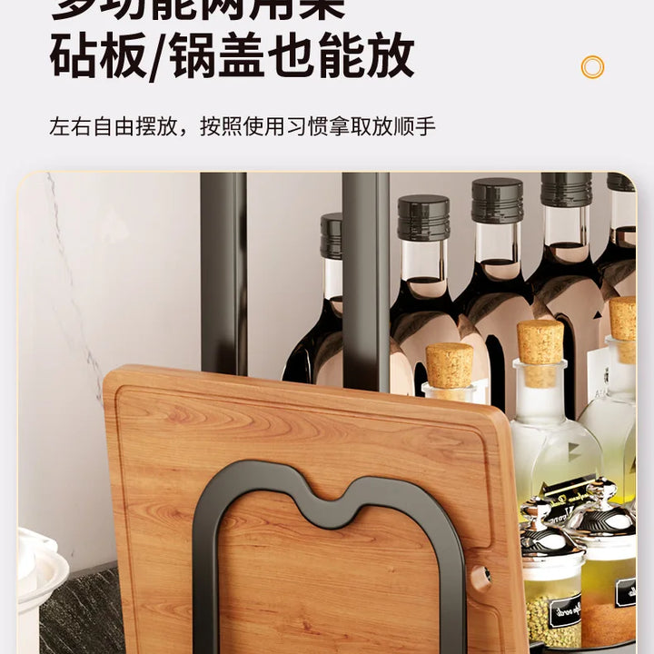 Kitchen Storage Rack, Multi-Purpose Spice Organizer, Countertop Utensil Holder for Knives, Chopsticks, Oil, Salt, Soy Sauce, Vin