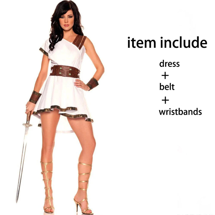 Halloween Women Man Ancient Greek Toga Rome Spartan Warrior Cosplay Costume Mythology God Goddess Fantasia Fancy Dress