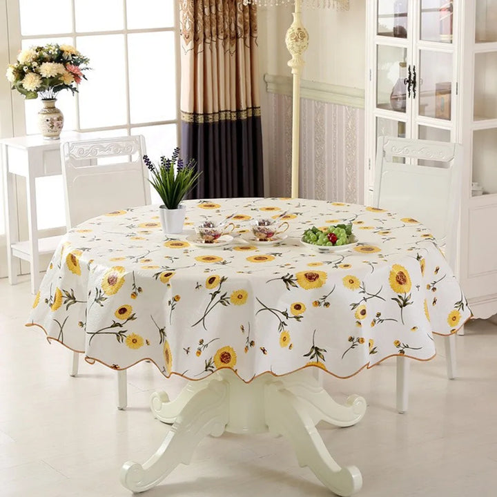 Round Table Cloth 152/180cm Waterproof Table Cloth Oil Round Tablecloth Flower PVC Tablecloth Household Kitchen Tablecloth