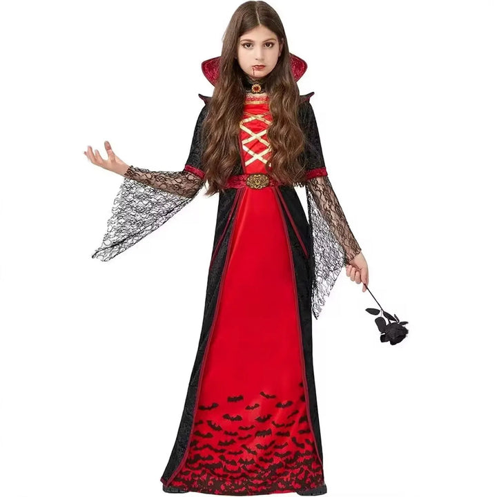 Halloween Witch & Vampire Costume for Girls ✨ Transform your little one into a magical witch or mysterious vampire this Halloween! Perfect for carnival, school events, parties, or stage performances — a costume full of charm and spooky fun.