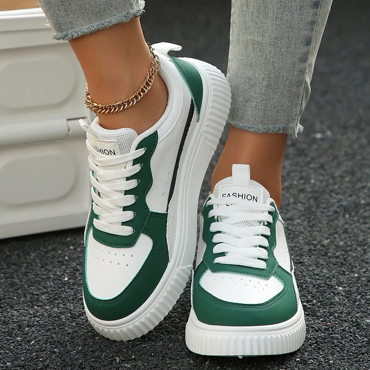 Women Sneakers Spring Autumn Plus Size White Sneaker Women Leather Platform Vulcanizd Shoes Woman Comfort Lace Up Flat Sneakers