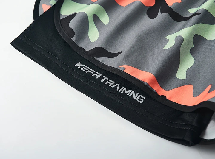 Men's running shorts  quick drying fitness camouflage double-layer shorts  men's new sports training and bodybuilding shorts