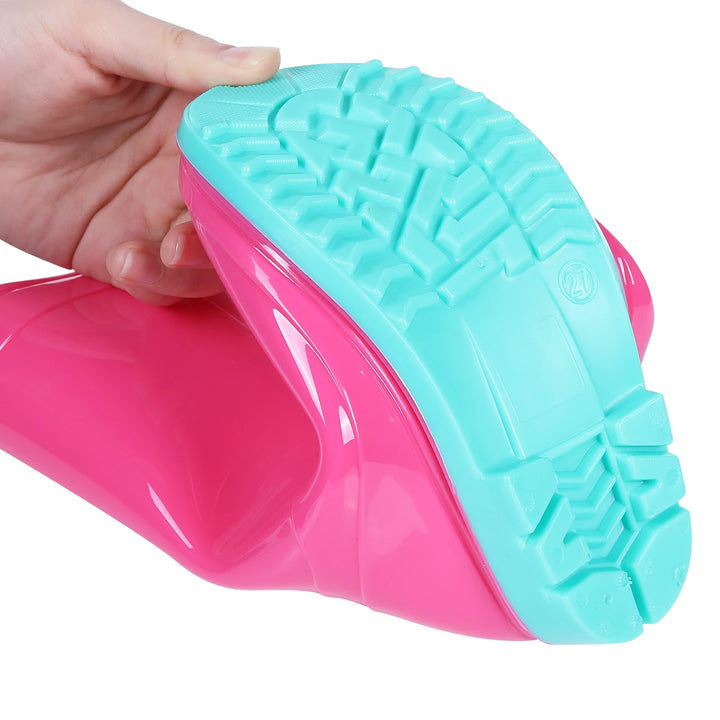 Kidmi Children Rain Boots Girls And Boys Outdoor Non-slip Rubber Rain Shoes Cute Easy Clean Kids Waterproof Boots With Handles