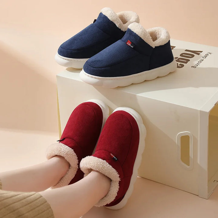 Shevalues Winter Fuzzy Men Shoes Fluffy Plush Men House Shoes Fashion Outdoor Antiskid Men Cotton Shoes Platform Fur Men Shoes