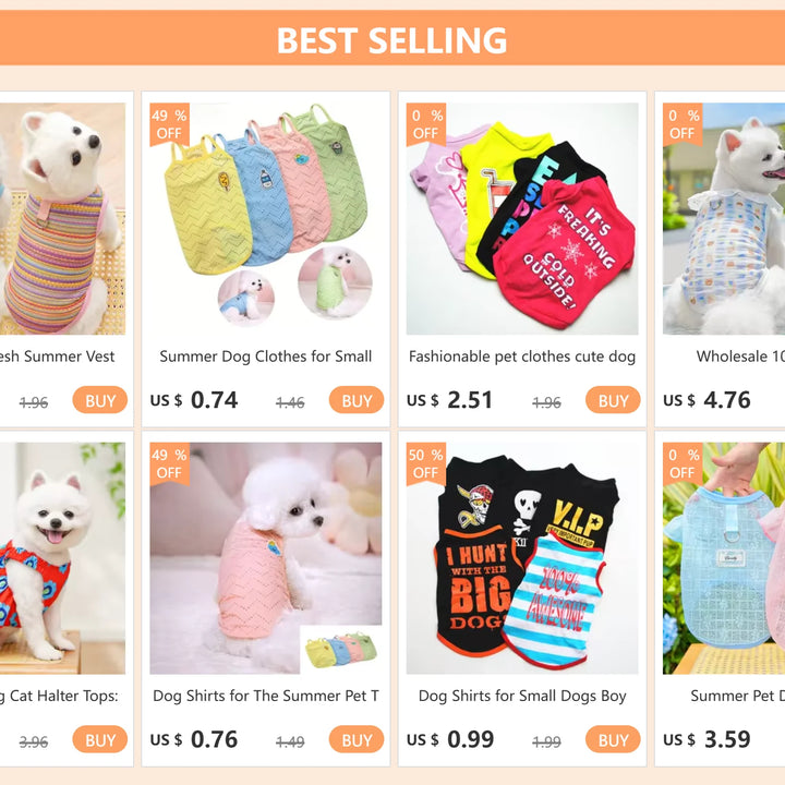 Fashionable pet clothes cute dog vest shirt dog costume cats clothes Corton puppies small dog pet clothes costume Ropa Perro