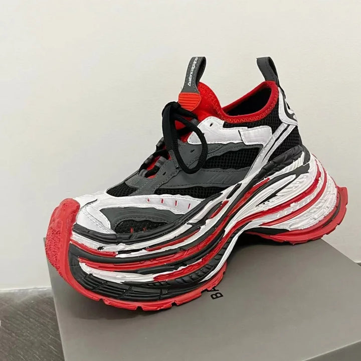 Fashion Designer Shoes Sneakers for Women and Men Mixed Colors Mesh Air Thick Sole Couple Chunky Sneakers Height-increasing