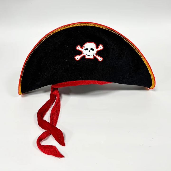 Adults Black Pirate Hats with Skull Pattern Halloween Cosplay Props Parties Caribbean Pirate Costume Hats LED Glowing Party Hat