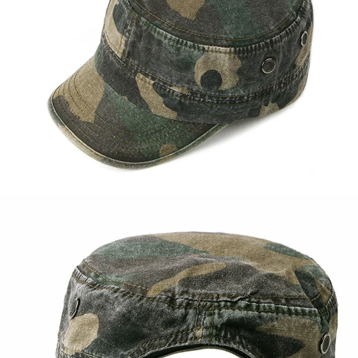 Vintage Camouflage Hats for Men Women Spring Summer Flat Top Baseball Caps Outdoor Camo Cadet Combat Fishing Cap Sunscreen Cap