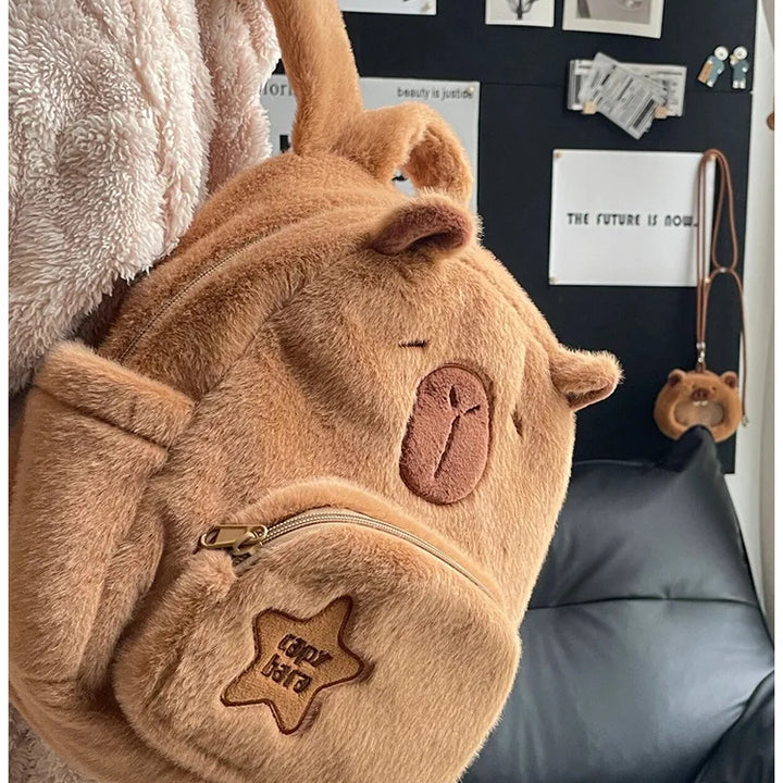 Capybara Plush Backpack Kawaii Fashion Plushie Doll Fur Bag Children's Bag Shoulder Bag Mini Knapsack Bags Gifts For Girlfriend