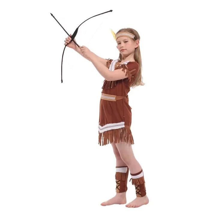 Halloween Indian Princess Costumes Kids Girls Boys Pocahontas Huntress Costume Purim Party Mardi Gras Fancy Dress Up ﻿