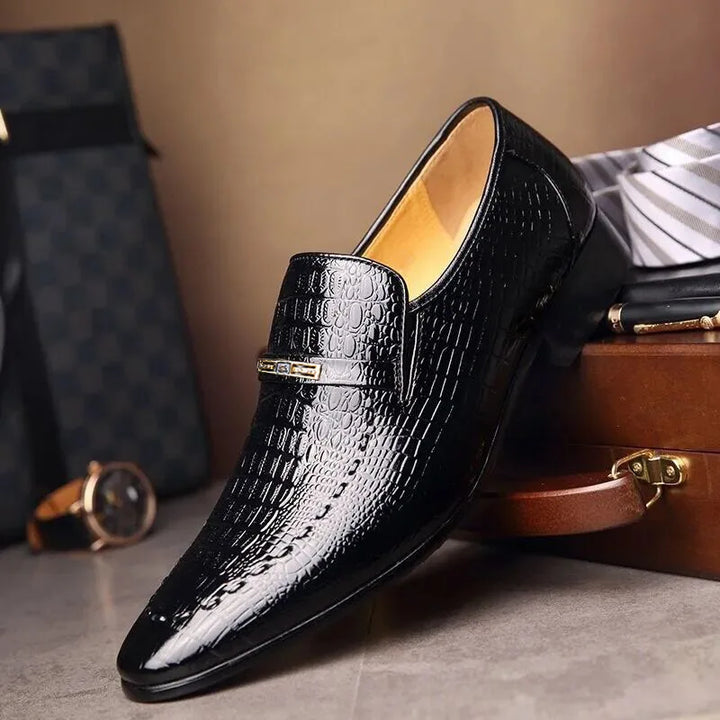 Mens PU Luxury Crocodile Pattern Men Business Dress Shoes Leather Casual Social Shoe Male Wedding Footwear Zapatos Hombre