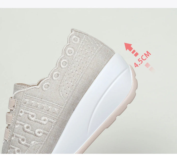 Women's Swing Sneakers Platform Wedge Slip on Casual Sports Shoes for Woman Breathable Slimming Fitness Rocking Shoes Thick Sole