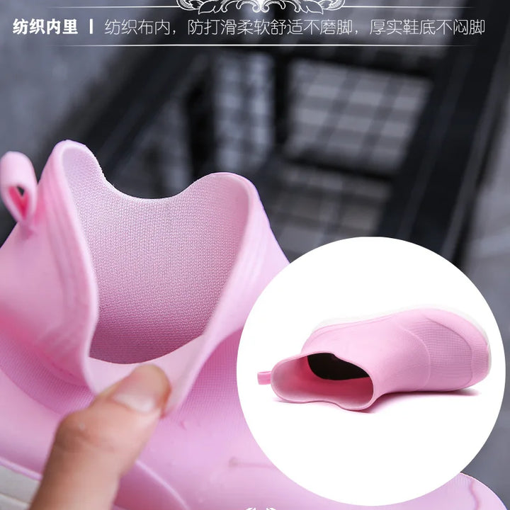 Kid's Rain Boots Anti Slip Waterproof Water Boots Boys Girls Solid Slip on Rubber Shoes Versatile Outdoor Children's Sneakers