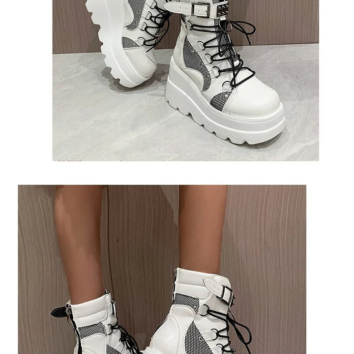 Women's Boots 2024 Autumn Women Ankle Boots Platform Wedges High Heels Short Boots New Fashion Design Zip Cosplay Shoes of Women