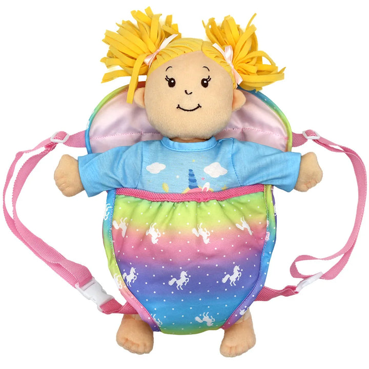 Newborn Doll Accessories Kit with Clear Display Rainbow Carrying Bag Transparent Display Window Fit 14inch Dolls Doll Travel Set