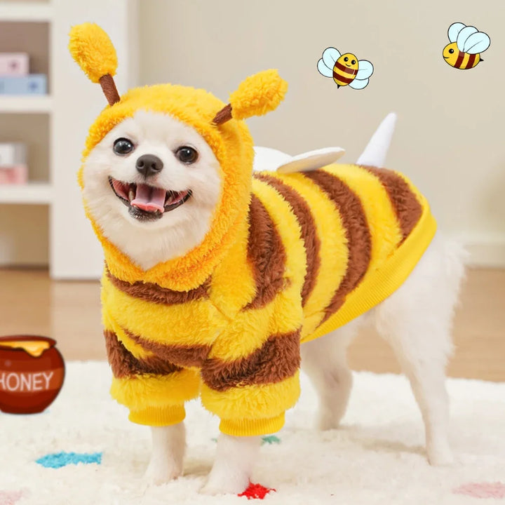 1.5-10kg Puppy Pet Clothes Bee Style Plush Costume Cat Pet Clothes Autumn Winter Plush Warm Clothing Dog Clothes For Small Dogs