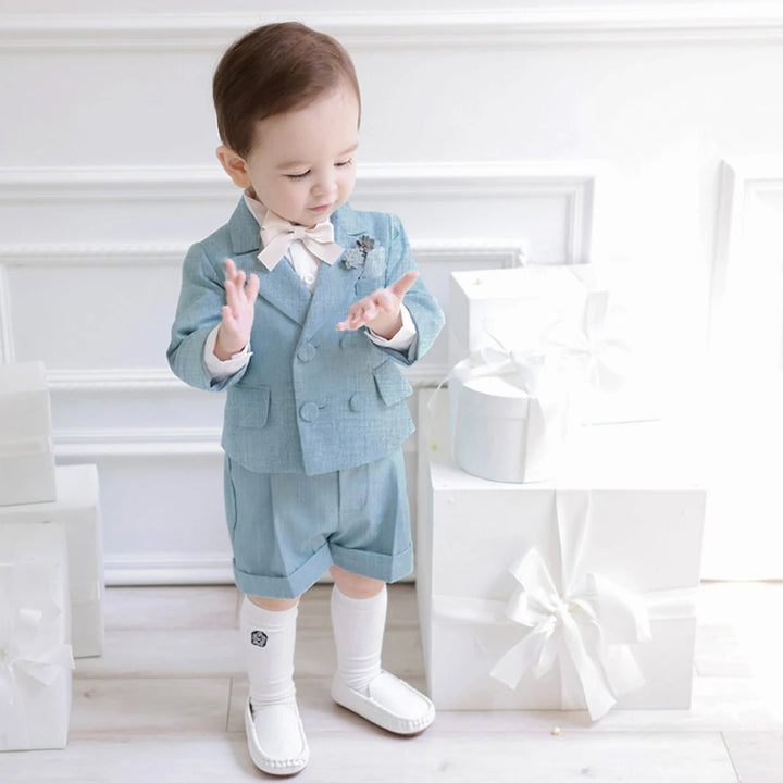 Baby Photograph Kids Clothes Sets Boy Suits Gentleman Suit Set Blazer Overalls Bow tie For Kids Wedding Party Birthday Costume