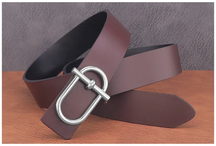 Personality Slide Buckle 3.8cm Cowskin Wide Luxury Strap Men Belts Genuine Leather  Designer Golden Jeans Casual Waistband