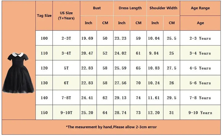 Halloween Carnival Girls Costume Cute Doll Collar Kids Black Gothic Dress Girls Prom Gown Party Wednesday Addams Cosplay Outfits