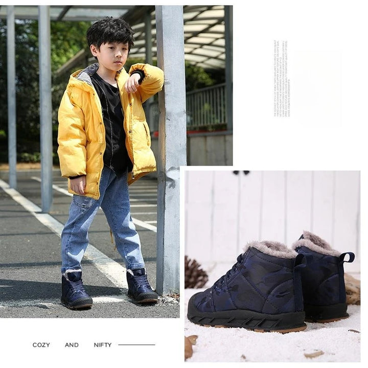 Waterproof Winter Children Snow Boots Warm Outdoor Shoes Boy Girl Short Boots Fashion Comfortable Non-Slip Sneakers Kids Boots