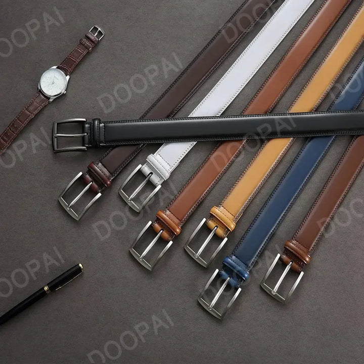 Men Belts High Quality Leather LONG Large Pin Buckle Metal Automatic Buckle Male Belts Strap Male
