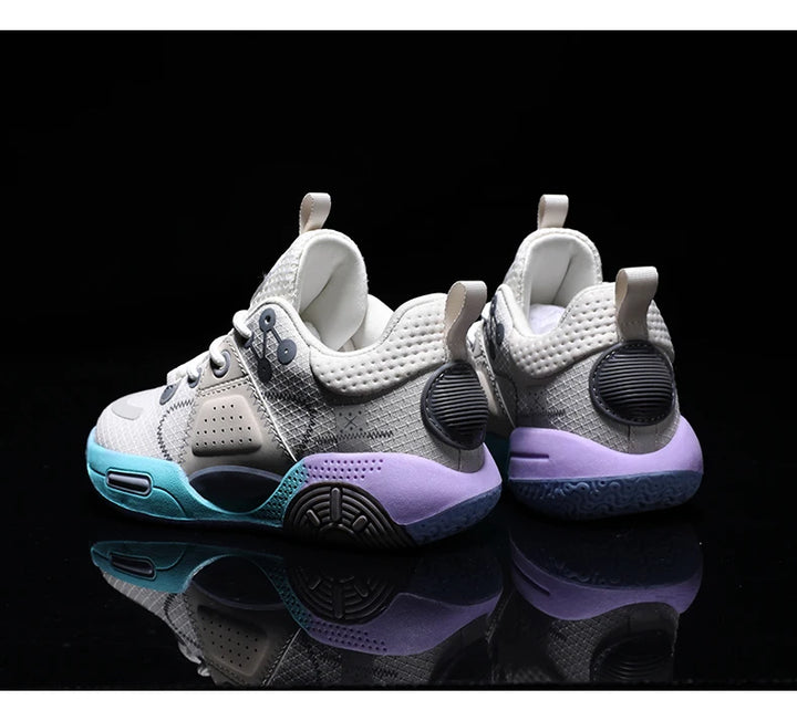 Kids Fashion Sneakers for Boys Leather Breathable Sports Basketball Shoes Lightweight Children School Walking Footwear