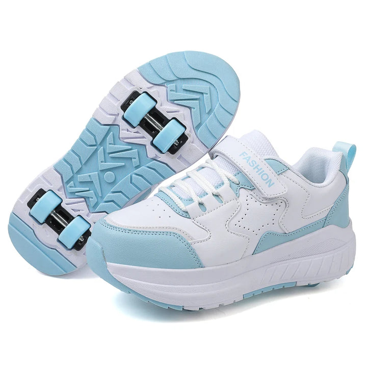 Kids Roller Skate Shoes Fashion Casual Sports Children 4-Wheels Sneakers for Boys and Girls Gift Nice Footwear