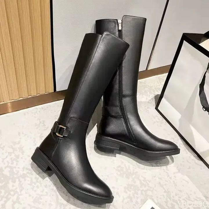 New autumn winter Elegant minimalist Knee Boots Women Shoes Fashionable versatile Outdoor Retro comfortable Ladies Footwear