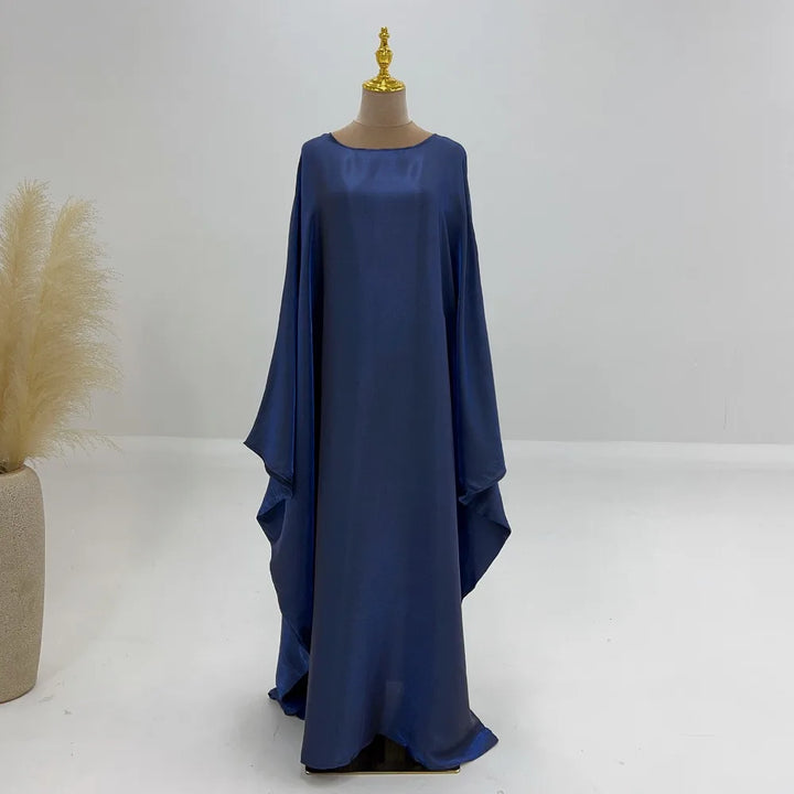 Tossy Autumn Loose Shiny Maxi Dress Butterfly Batwing Long Sleeve Muslim Clothes Party Solid Female Long Dress New
