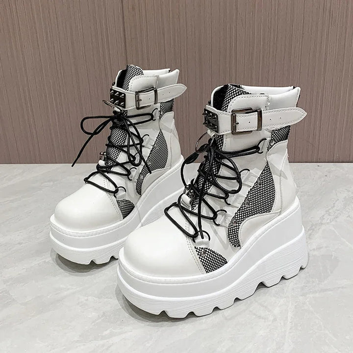 Women's Boots 2024 Autumn Women Ankle Boots Platform Wedges High Heels Short Boots New Fashion Design Zip Cosplay Shoes of Women