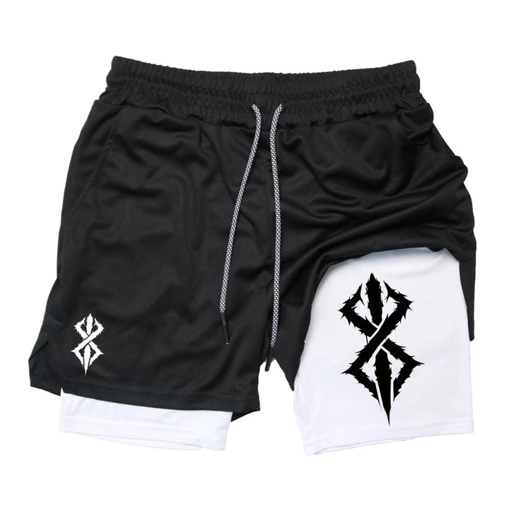 Summer Shorts for Men 2 in 1 Athletic Gym Workout Running Performance Shorts Print with Phone Pocket Quick Dry Breathable