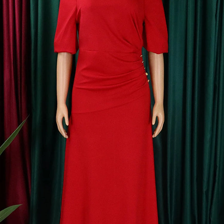 FairyShely Solid Short Sleeve Plus Size Long Dress Women O Neck Large Big Dresses Lady Summer Party Tight Curvy Dress