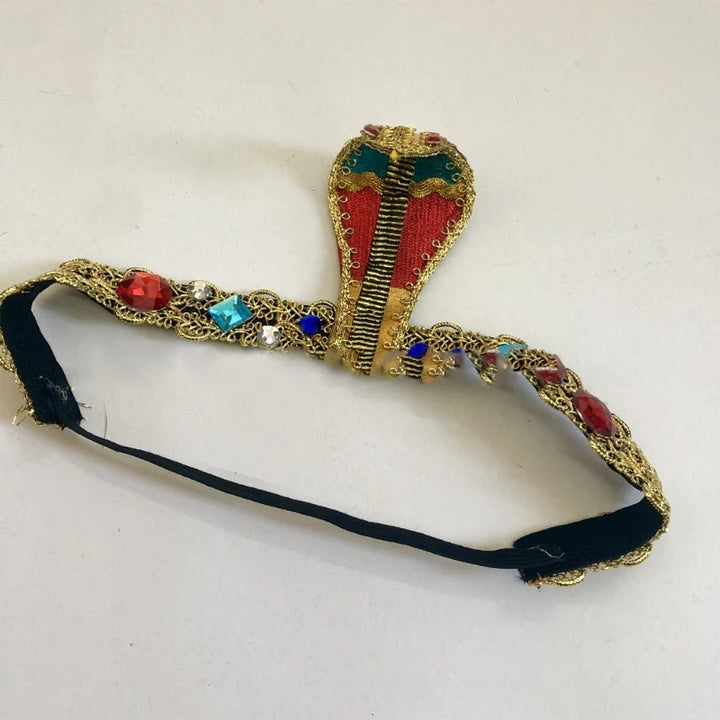 Halloween Egyptian Costume Accessories Egyptian Cobras Headpiece Beaded Tassels Necklace Decoration for Dressing Party