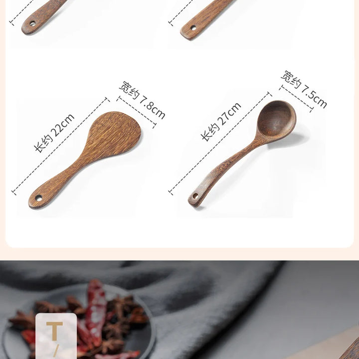 Kitchen Utensils Set Non-Stick  Cookware for Kitchen Wooden Handle Soup spoon spatula Rice spoon shovel Kitchen Accessories