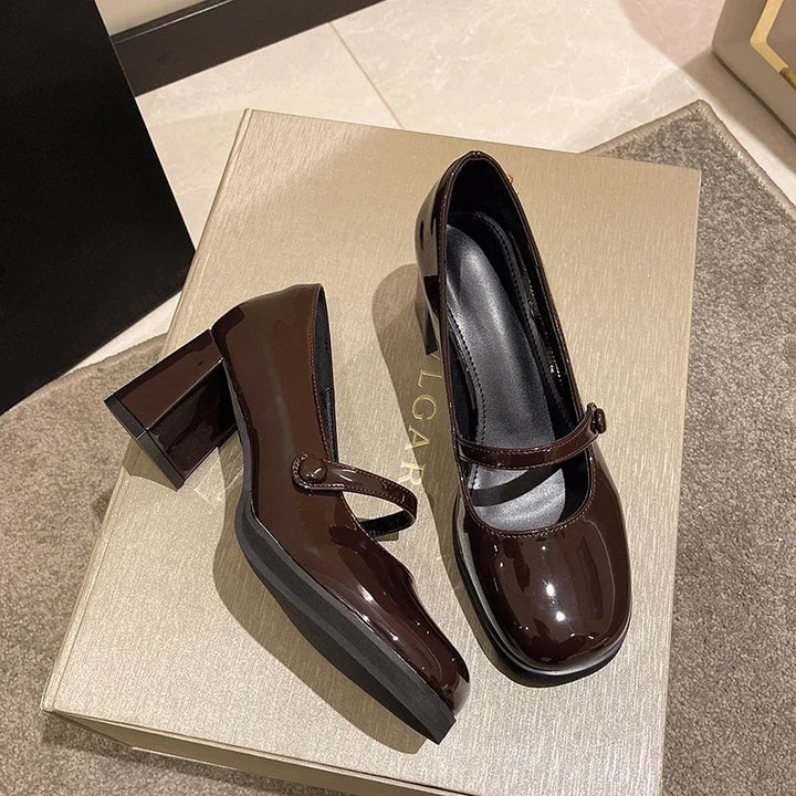 Women's Dresses Leather Shoes New Spring Autumn Women's Loafers Fashion Catwalk Versatile Mary Jane Shoes Ladies High Heel Shoes