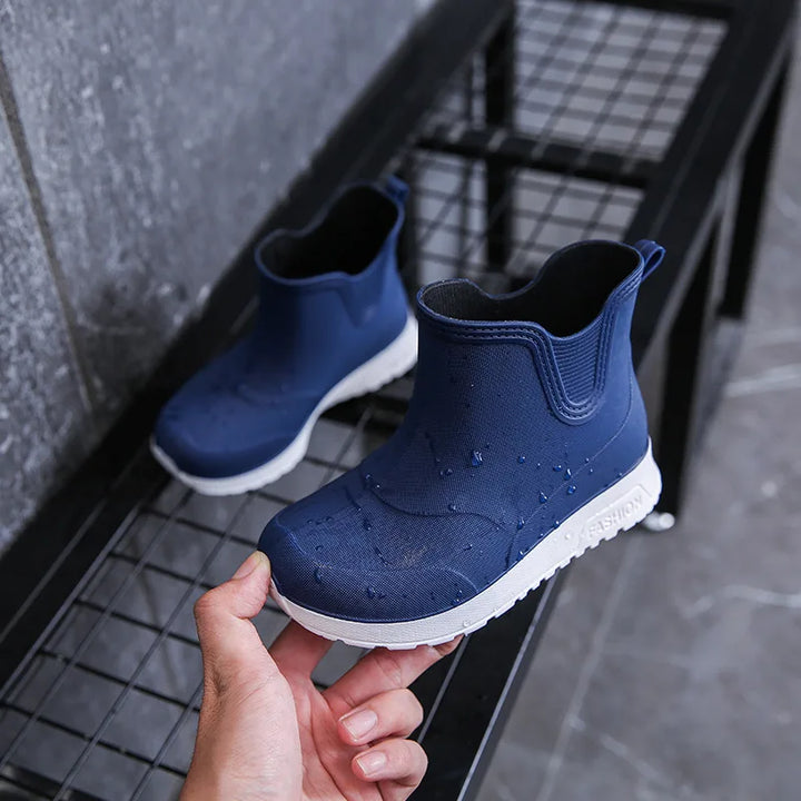 Kid's Rain Boots Anti Slip Waterproof Water Boots Boys Girls Solid Slip on Rubber Shoes Versatile Outdoor Children's Sneakers