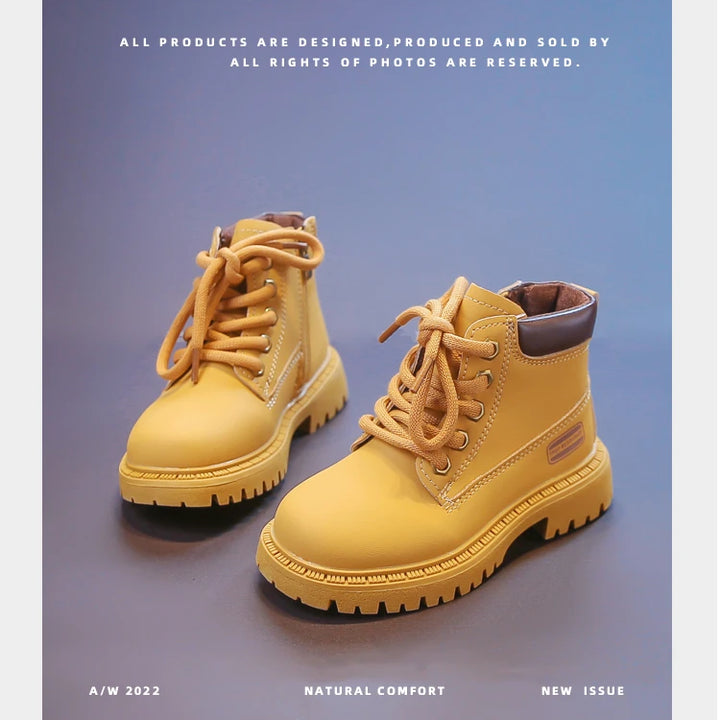 Kids Ankle Boots for Boys Girls 2025 New Autumn Toddler Hiking Boots Breathable Non-slip Korean School Shoes for Rainy Season