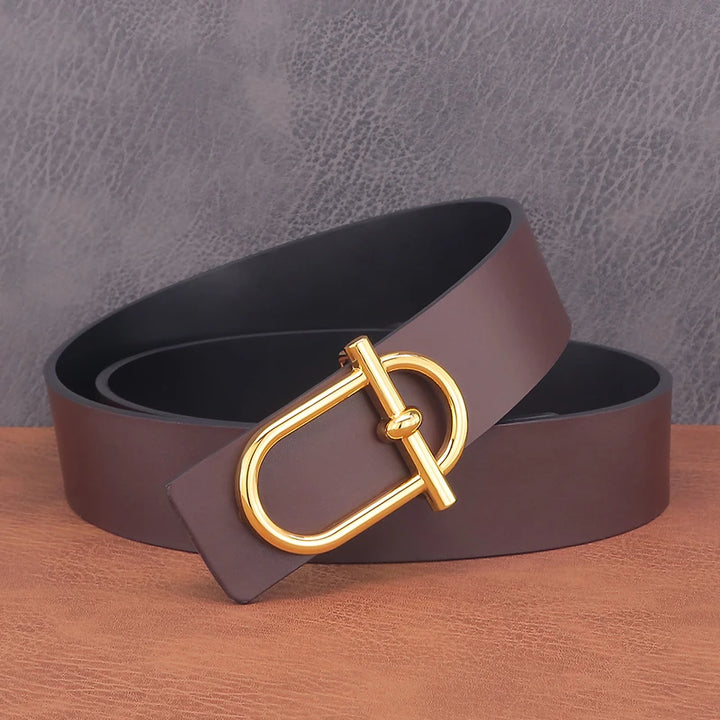 Personality Slide Buckle 3.8cm Cowskin Wide Luxury Strap Men Belts Genuine Leather  Designer Golden Jeans Casual Waistband