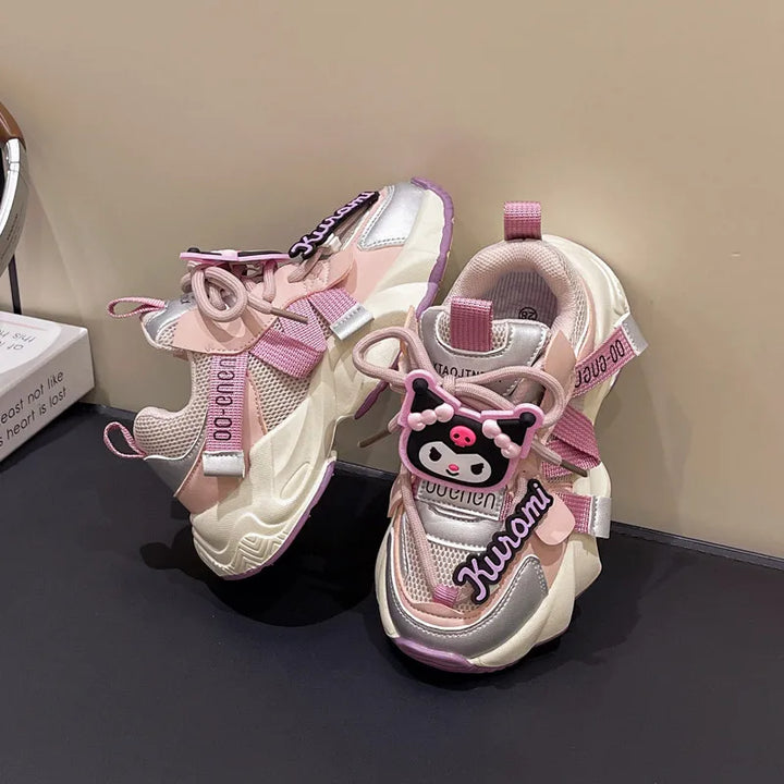 Cute Girl's Sneakers Cartoon Kuromi Melody Children Tennis Shoes Fashion Versatile Causal Classic Kids School Basketball Shoes